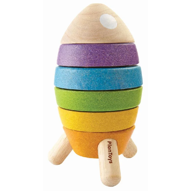 engaging and educational wooden toys                  Plan Toys stacking rocket