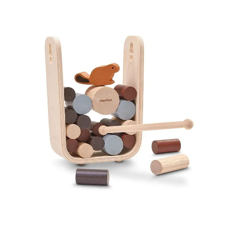 sturdy construction wooden toys                   Plan Toys timber tumble game