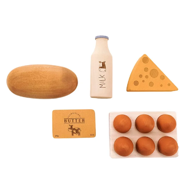 thoughtfully crafted and safe wooden toys                   Wooden Country Play Food Set