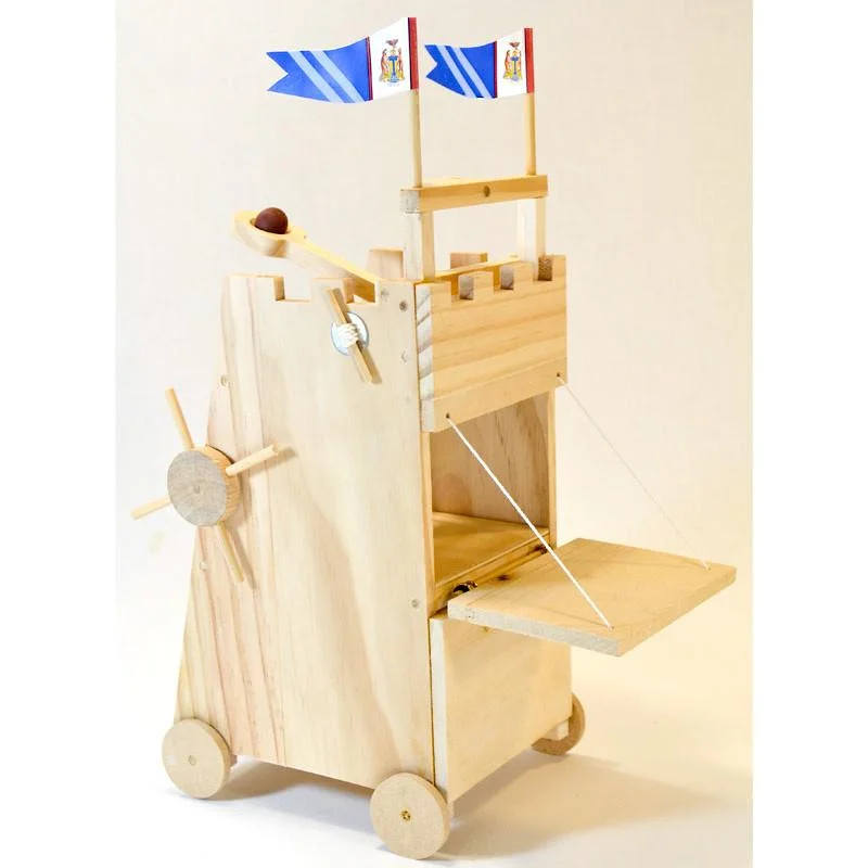 sturdy and durable wooden toys for rough play                   siege tower kit