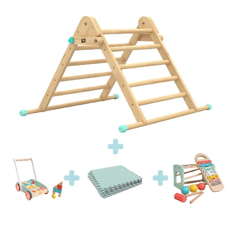 historically inspired wooden toys that teach history                   The Creators Play Pack: TP Active-Tots Pikler Style Wooden Climbing Triangle with Safety Play Mats, Owl & Fox Baby Walker and Owl & Fox Xylophone