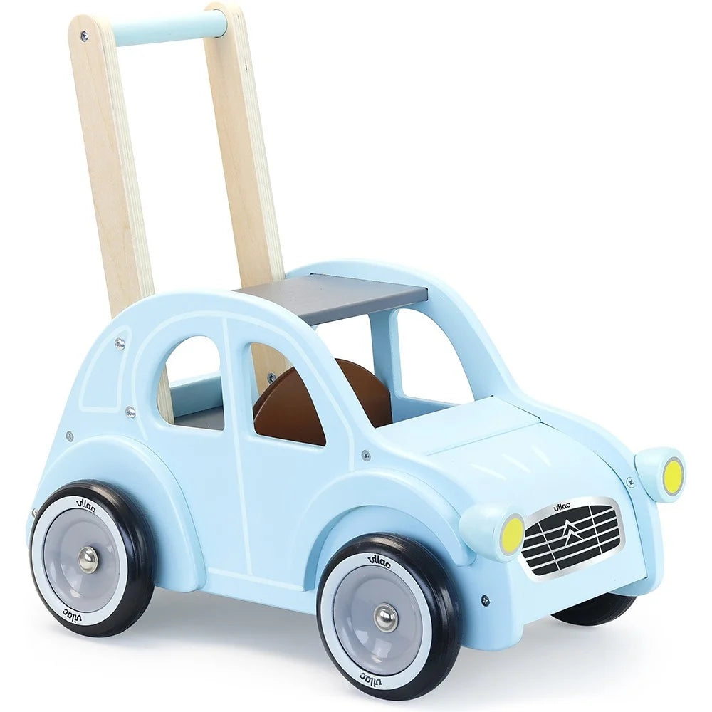 robust and child-safe wooden toys for all ages                   Vilac blue walking car 2cv