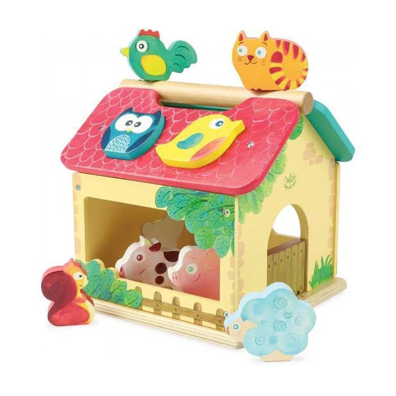 charming wooden toys                   Vilac farm animal shape sorter