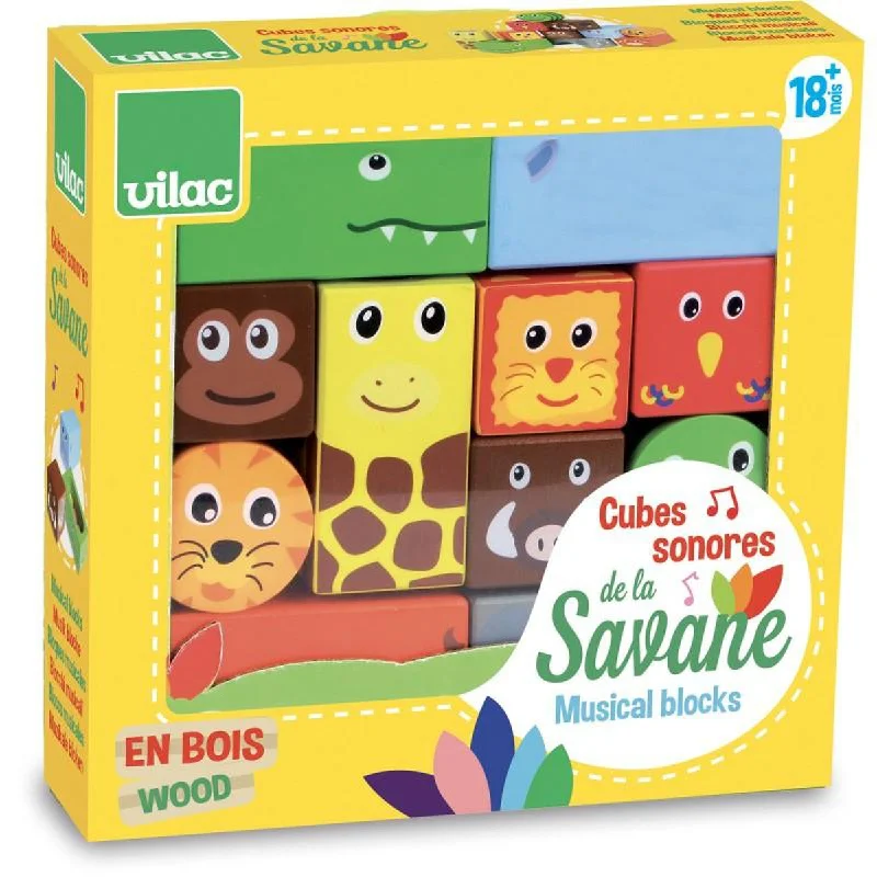 beautifully detailed wooden toys                  Vilac Musical Blocks Savanna