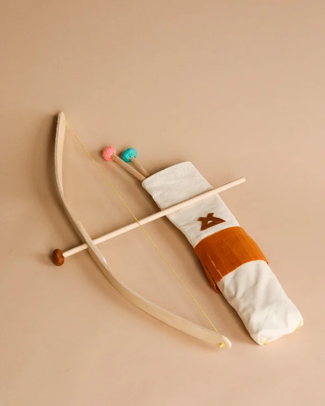 naturally finished and non-toxic wooden toys                   Wooden Bow & Arrows Set with Goal