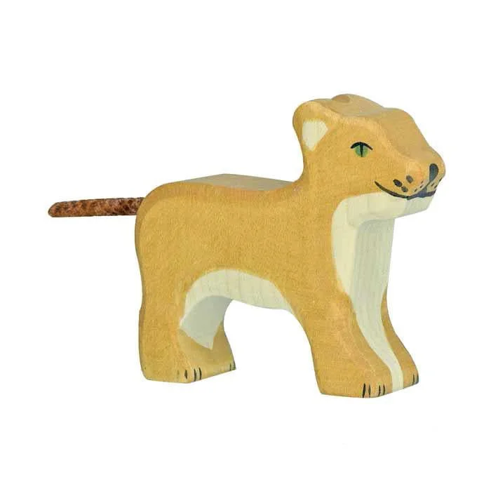 skillfully crafted wooden toys                   Holztiger lion cub