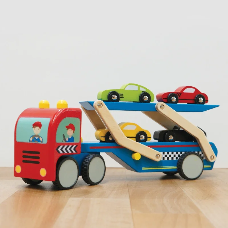 detailed wooden toys                 Le Toy Van 444 Car Transporter & Race Cars