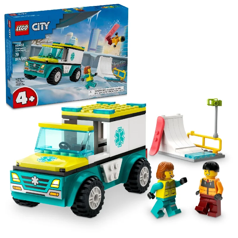 Skill-building LEGO activitiesLEGO City Emergency Ambulance and Snowboarder 60403