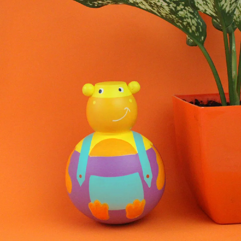 colorful and cheerful wooden toys                   Wobbly Hippo - Roly Poly Toys For Toddlers