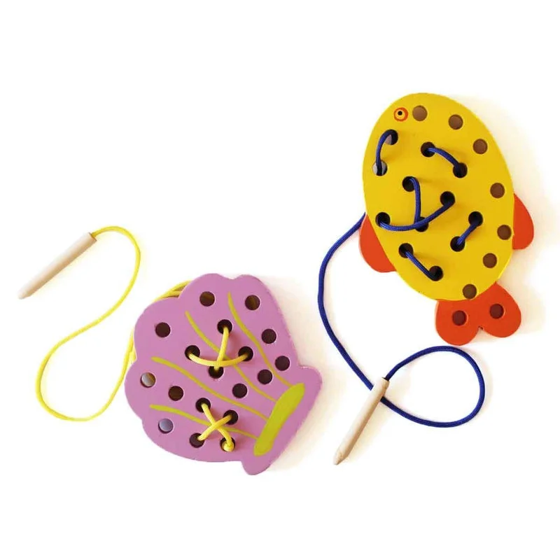 robust and child-safe wooden toys for all ages                   Wooden Sea Themed Lacing Toys Set