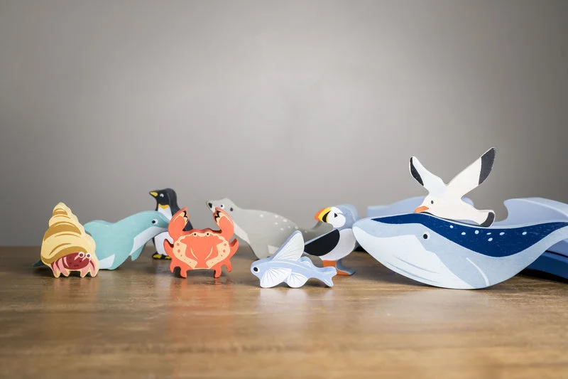 sturdy and long-lasting wooden toys for active play Wooden Animal Play Set - Coastal Creatures sturdy and long-lasting wooden toys for active play Wooden Animal Play Set - Coastal Creatures