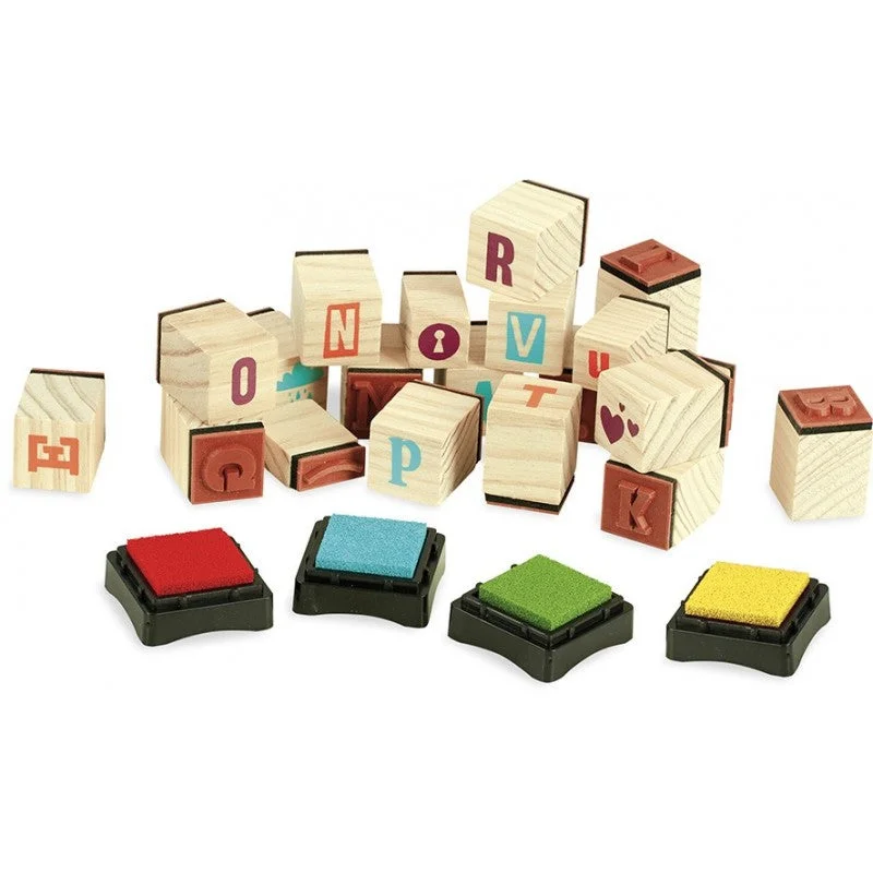 robust and engaging wooden toys for kids                   Vilac First Printer's ABC Stamps