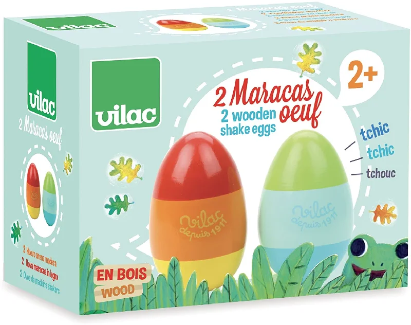 sturdy construction wooden toys                   Vilac Woodland Maracas