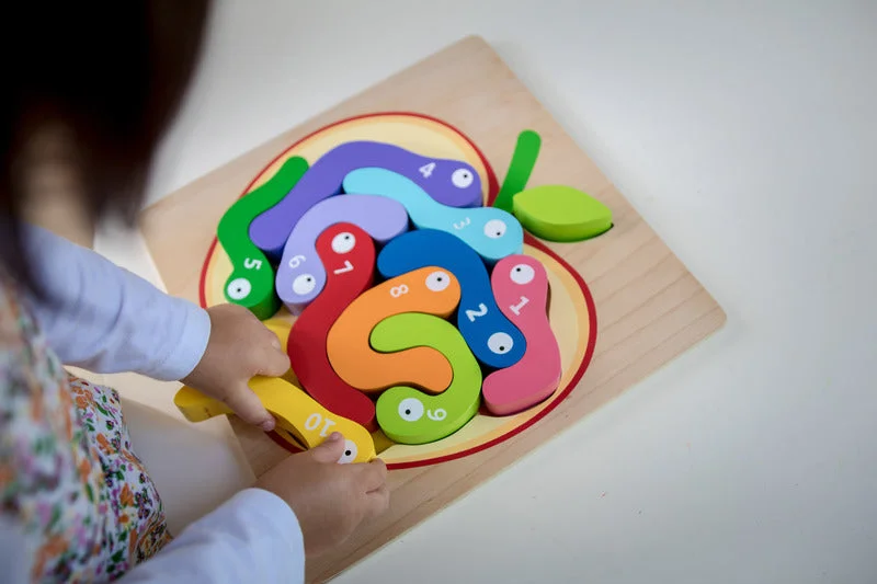 durable wooden toys                  Wooden 123 Worm Puzzle