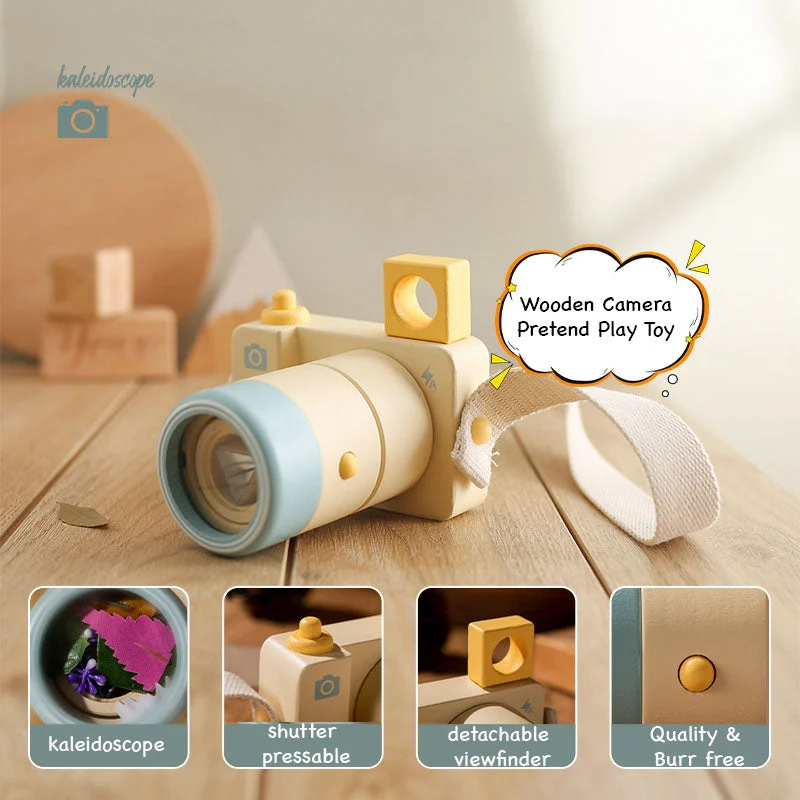 timeless wooden toys                   Wooden Kaleidoscope Camera Pretend Play Simulation Toy Gift