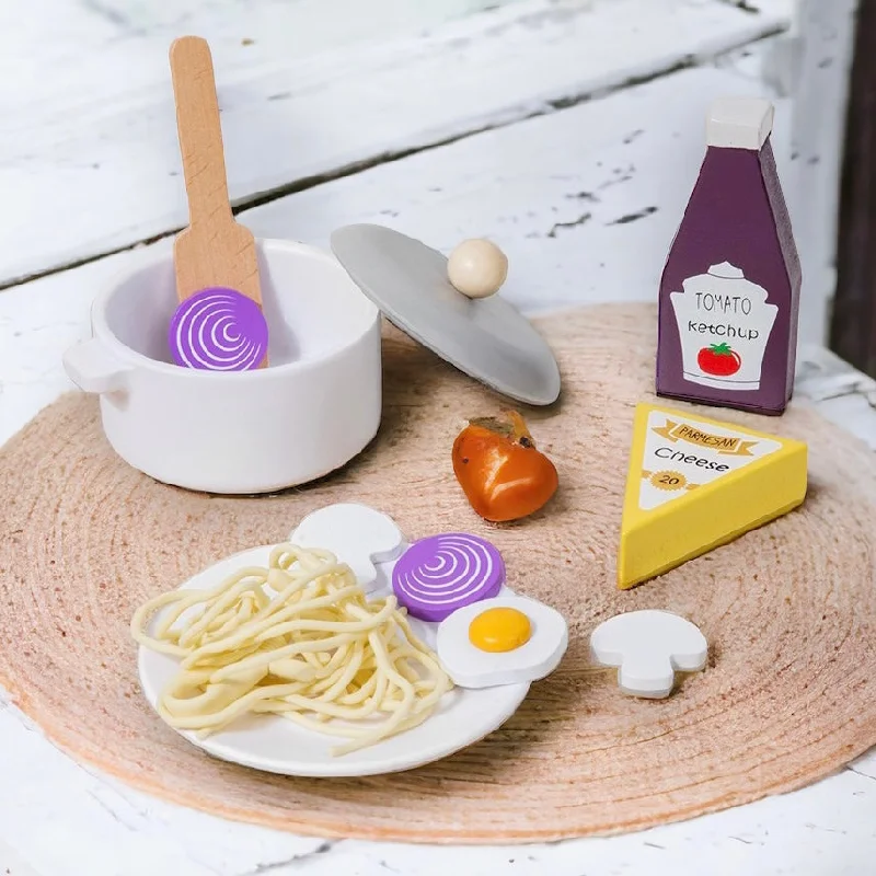 functional wooden toys               Wooden Spaghetti Play Food Pretend Play Kitchen Toy