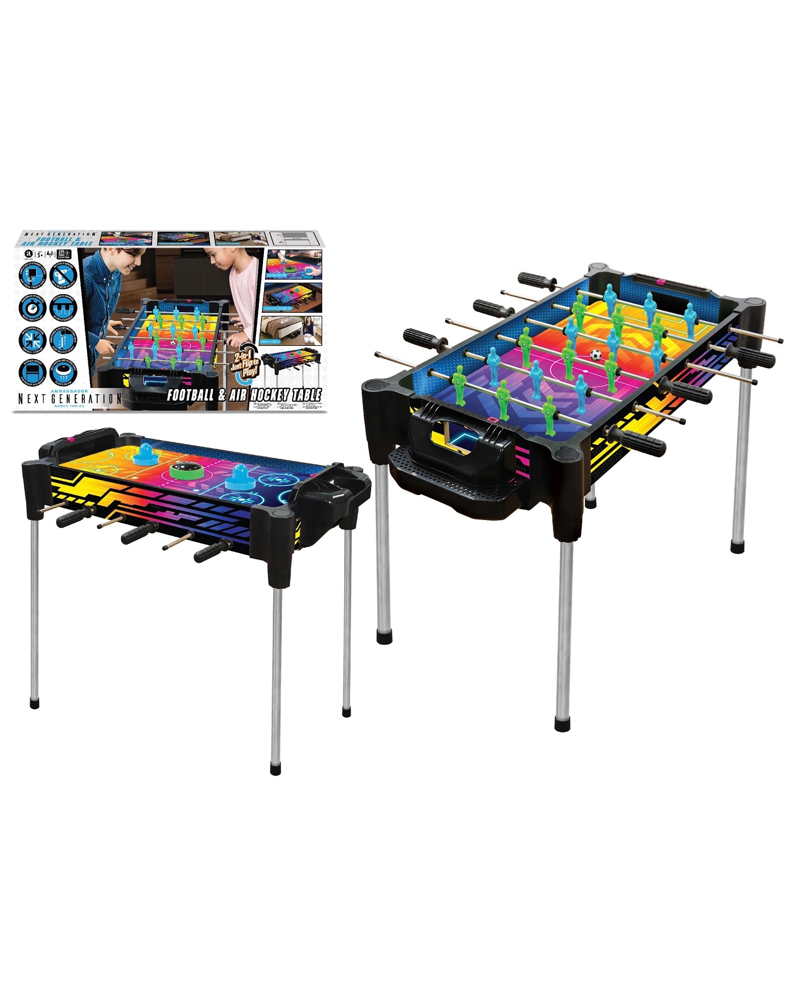 Casual games Ambassador 2 -in-1 Foosball & Air Hockey Neon Arcade Table