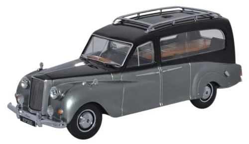 High-quality materials toys Oxford Diecast Austin Princess Hearse Black and Silver - 1:43 Scale