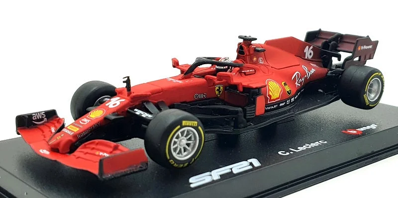 Playful toys Burago 1/43 Scale 18-36828 - F1 Ferrari SF21 - #16 C.Leclerc