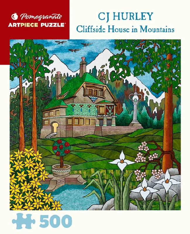 Challenging puzzles Cliffside House in Mountains - 500 Piece CJ Hurley Puzzle