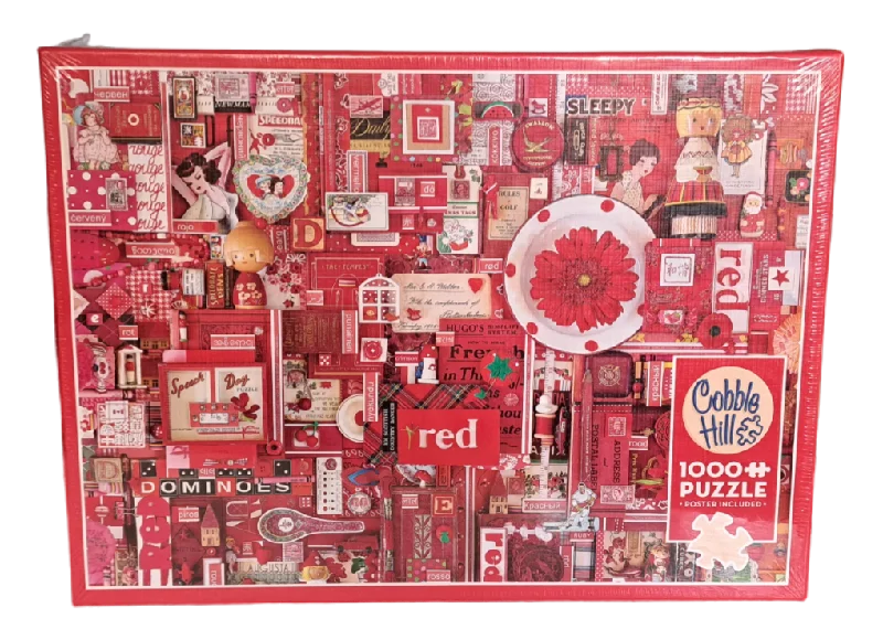 Interactive games Cobble Hill - Red - 1000pc Puzzle