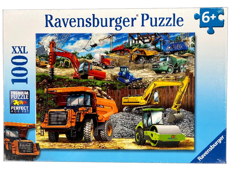 Age-appropriate puzzles Construction Vehicles 100 Piece Puzzle