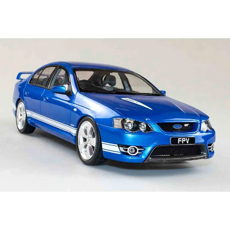 High-quality materials toys FPV BF GT - SHOCKWAVE BLUE with WINTER WHITE STRIPES - 1:18 Scale Resin Model Car