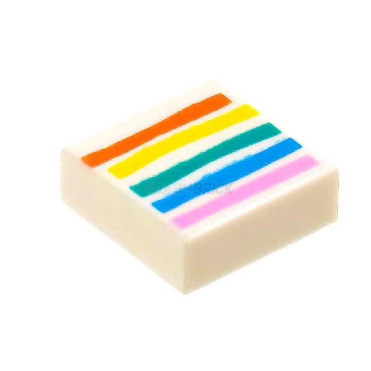 Stress-relieving LEGO buildingLEGO Minifigure Accessory - Rainbow Stripes, Tile 1 x 2, White [3070bpb236] 6302705