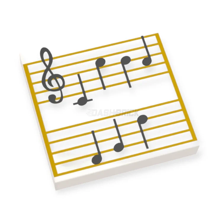 Family-friendly LEGO experiencesLEGO Minifigure Accessory - Sheet Music, Black Treble Clef, Notes on Gold Staves [3068bpb1291]