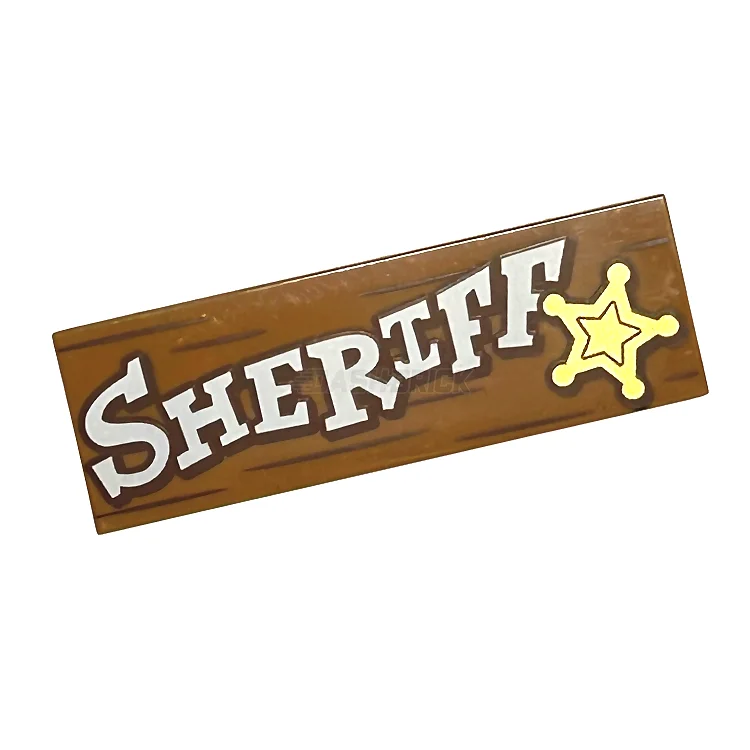 Fostering patience and perseverance LEGOLEGO Minifigure Accessory - 'SHERIFF', Gold Star, Wood Grain, Toy Story (2 x 6 Tile) [69729pb072]