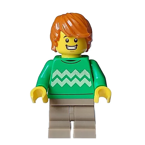 Imagination-sparking LEGO setsLEGO Minifigure - Male, Green Sweater, Zigzag Lines, Medium Legs, Dark Orange Hair [CITY]