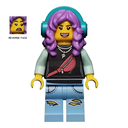Inspiring future engineers LEGOLEGO Minifigure - Parker L. Jackson - Black Top, Headphones (Smile/Scared) [HIDDEN SIDE]