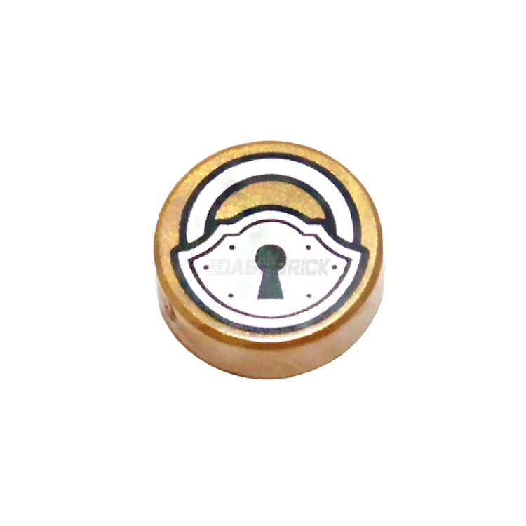 Intricately designed LEGOLEGO Padlock, Tile, Round 1 x 1, Pearl Gold [98138pb012]