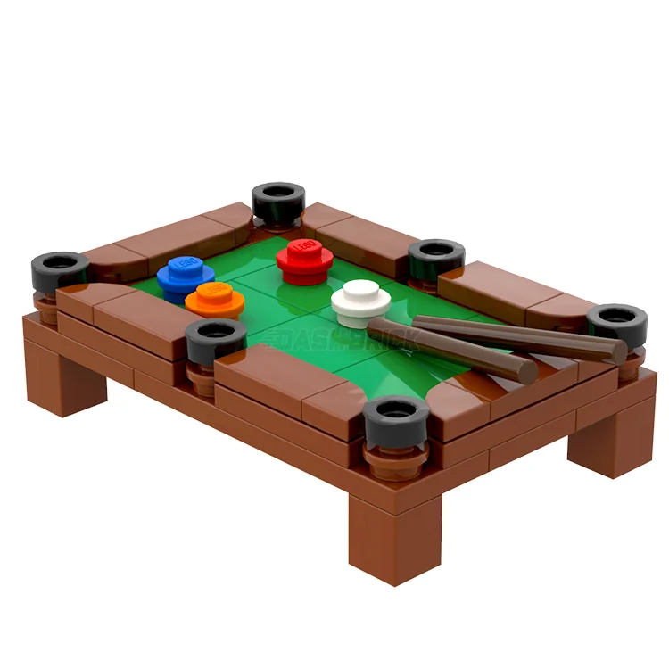 Timeless and classic LEGO toysLEGO "Pool Table" - Billiards Table, Green/Reddish Brown [MiniMOC]