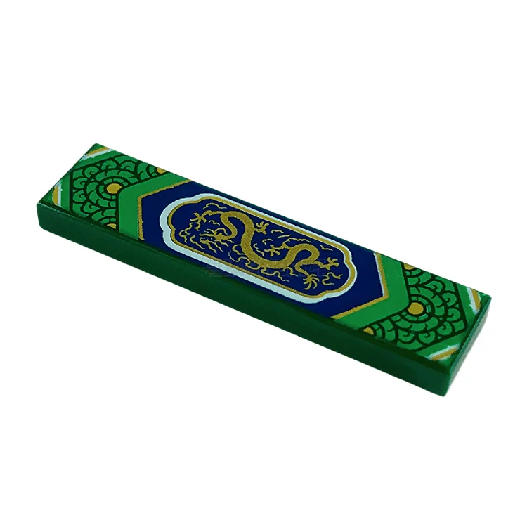 Iconic and recognizable LEGO charactersLEGO Tile 1 x 4, Gold Dragon in Green Frame with Scales, Dark Blue [2431pb615] 6299048