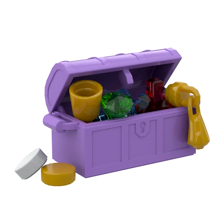 Fostering patience and perseverance LEGOLEGO "Treasure Chest" - Crystals, Goblet, Chain, Coins - Lavender [MiniMOC]