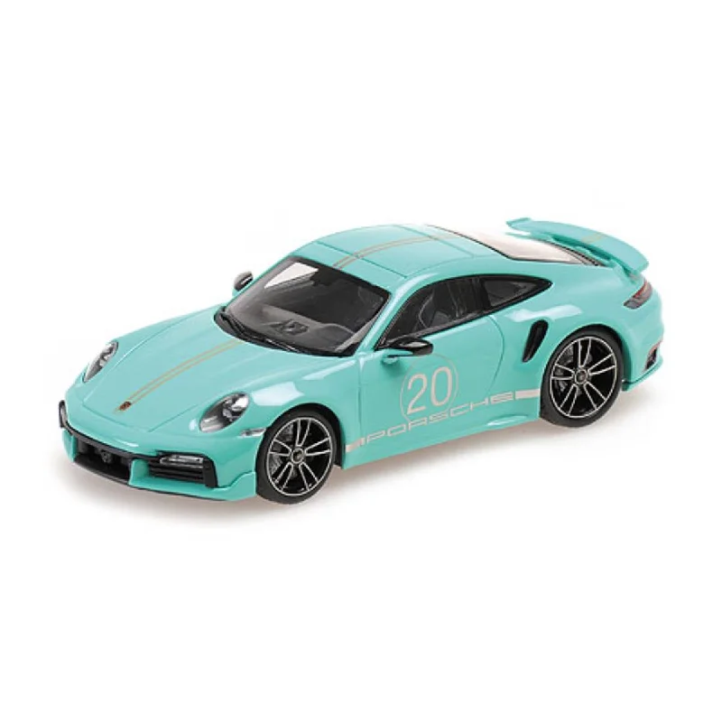 High-quality toy cars PORSCHE 911 (992) TURBO S COUPE SPORT DESIGN - 2021 - GREEN - 1:18 Scale Diecast Model Car