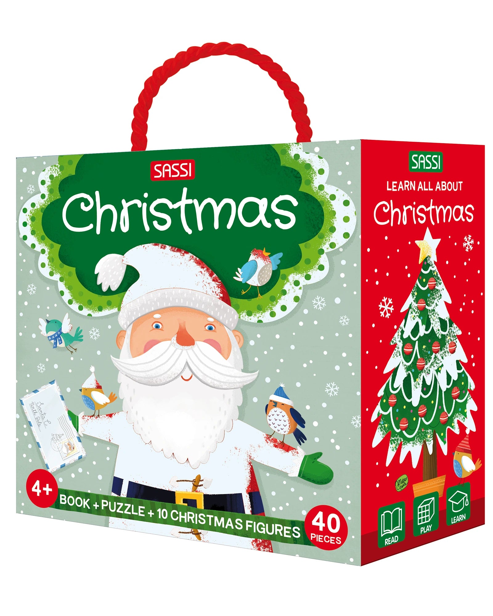 Fun gamesSassi Learn all about Christmas 3D Puzzle and Book Set, 40 pcs