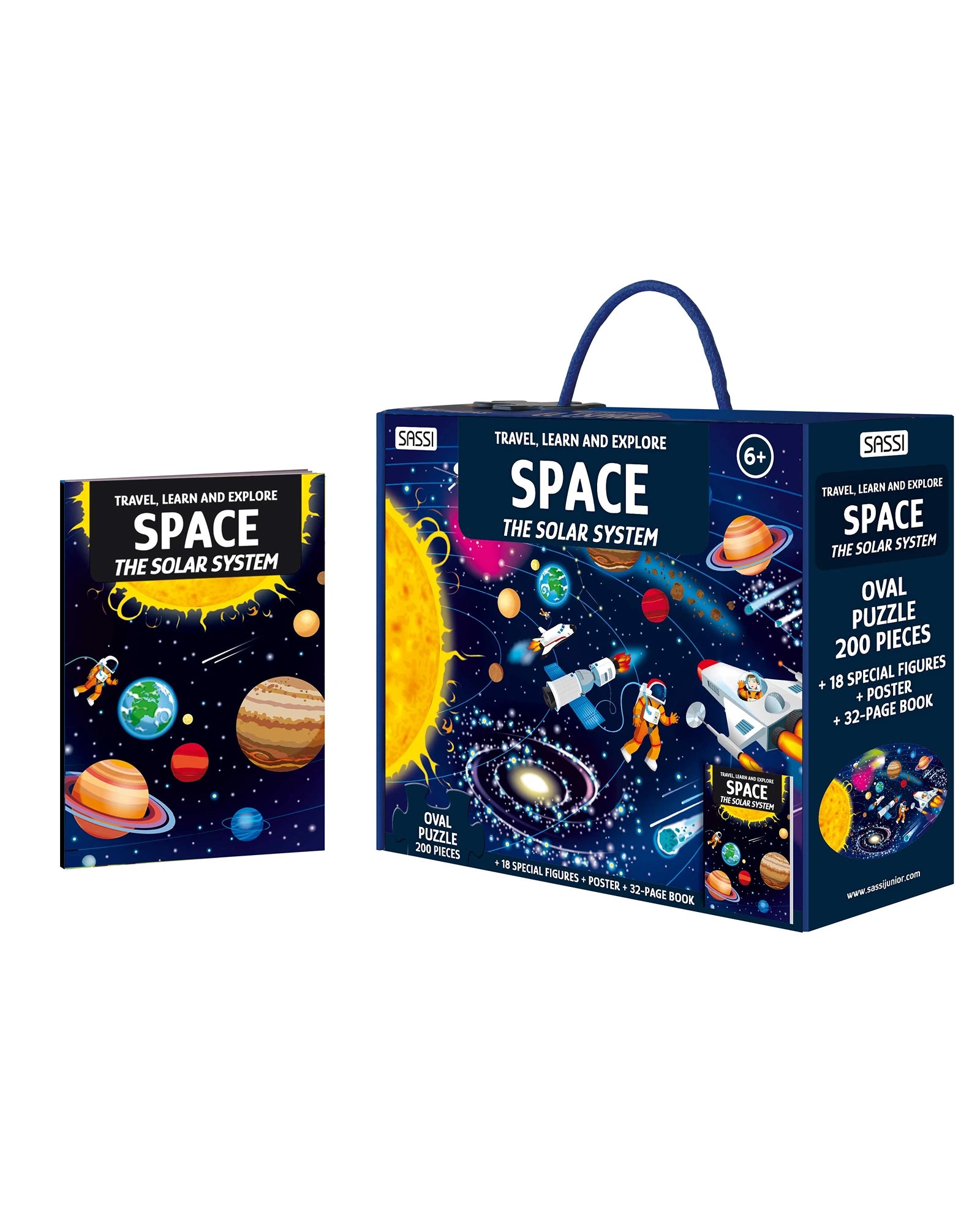 Entertaining games Sassi Travel Learn and Explore Puzzle & Book Set - Space