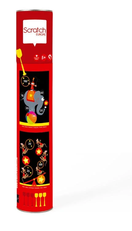 Competitive games SCRATCH DARTS - CIRCUS MAGNETIC 36X55CM 2-SIDED PRINTING