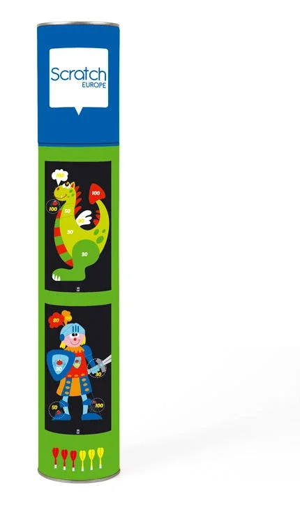 Logical puzzles SCRATCH DARTS - KNIGHT/DRAGON MAGNETIC 70X36CM 2-SIDED PRINTING