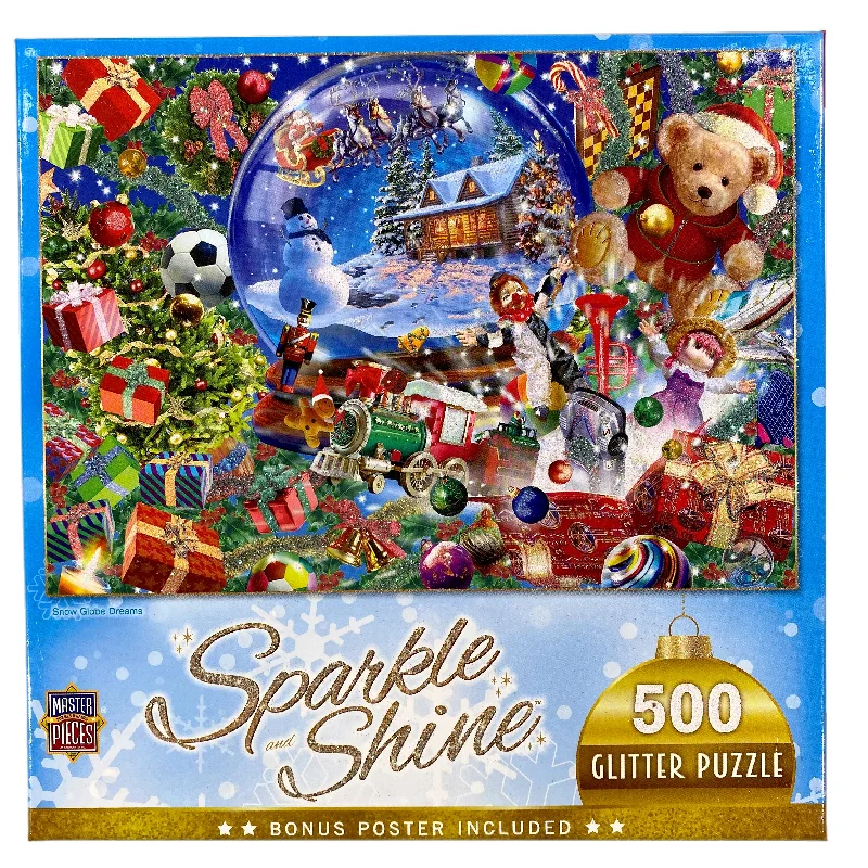 Fun gamesSnow Globe Dreams 500 Piece Sparkle & Shine Glitter Puzzle