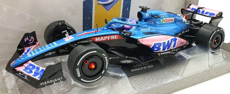 High-quality materials toys Solido 1/18 Scale Diecast S1808803 - Alpine A522 F1 Monaco GP F.Alonso #14