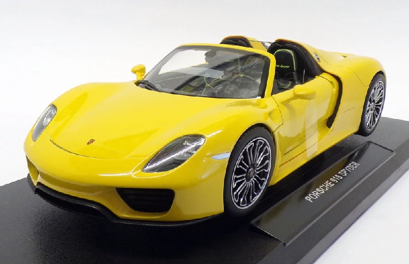 High-quality materials toys Welly 1/18 Scale Model Car 18051W - Porsche 918 Spyder - Yellow High-quality materials toys Welly 1/18 Scale Model Car 18051W - Porsche 918 Spyder - Yellow