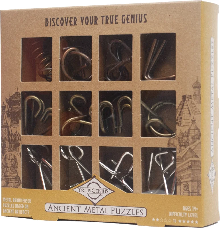 Multi-level puzzles True Genius Ancient Metal Puzzles - 12 pc